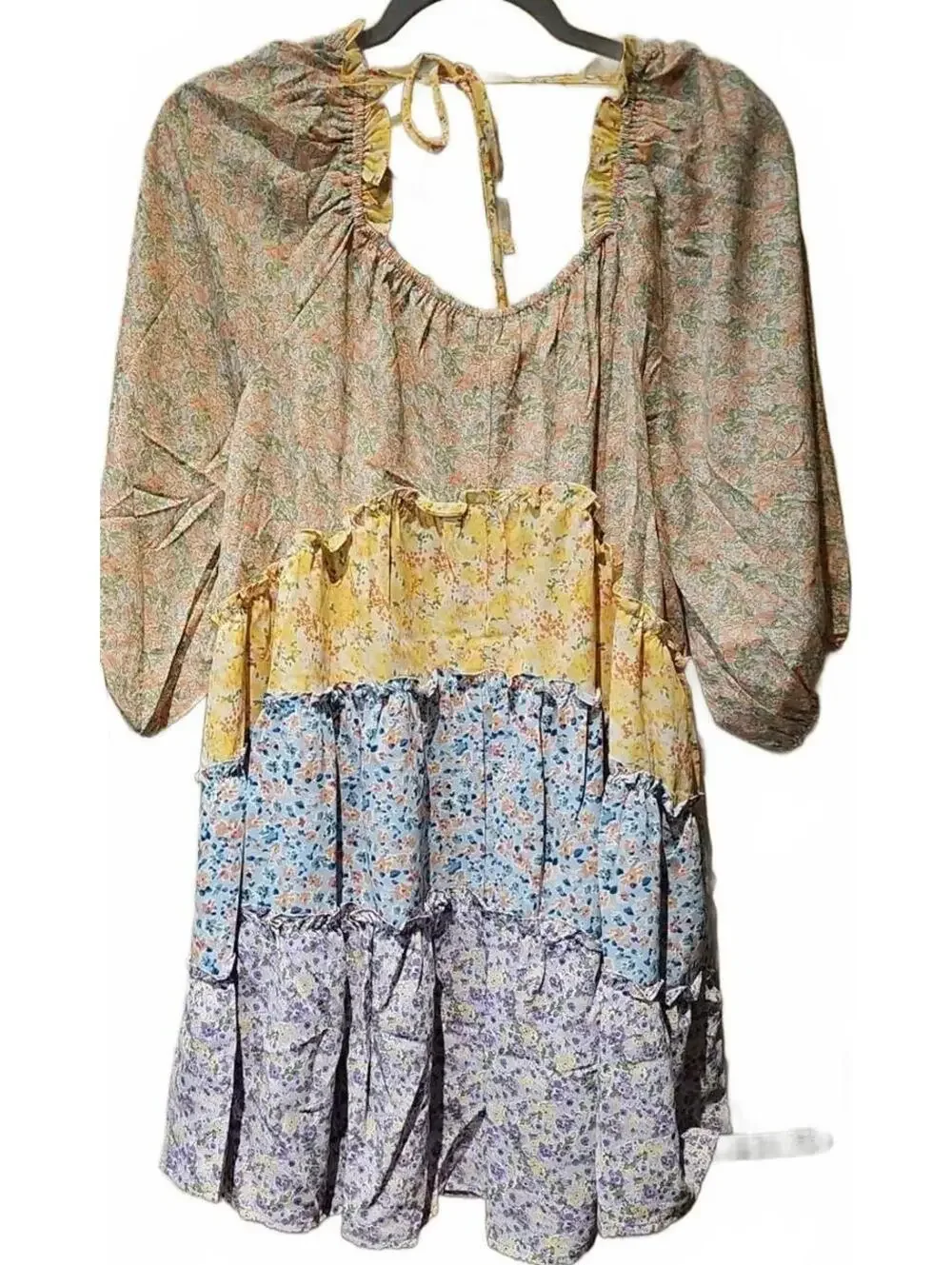 Umgee Tiered Floral Dress With Tie Back Size M. NWT - Picture 9 of 10